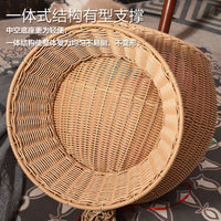 Woven Rattan Cat Bed with Removable Cushion and Scratch Pad, Pet House for Cats and Small Dogs