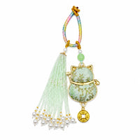 New Chinese Style Lucky Cat Bag Car Keychain Tassel Ornament Gift