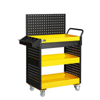 3-Tier Rolling Tool Cart with Drawers and Pegboard for Workshop Repair