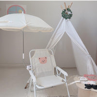 Kids' Portable Folding Moon Chair with Sun Umbrella for Outdoor Camping & Beach