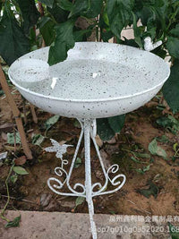 Vintage Iron Bird Feeder & Water Bath for Garden Decoration