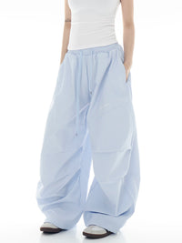 Unisex Retro Pleated Striped Parachute Cargo Pants