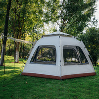KL Automatic Pop-Up Hexagonal Camping Tent for 5-8 People with Skylight, Portable Outdoor Shelter