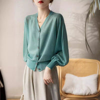 Women's Lightweight Breathable Ice Silk Knit Cardigan Sun Protection Air Conditioning Shirt