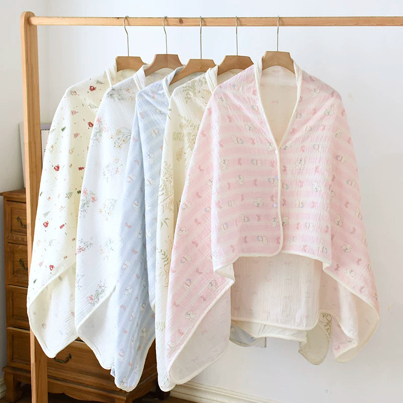 Thin Cotton Shawl for Summer & Spring - Crepe Windproof Neck & Shoulder Protection for Postpartum & AC Rooms