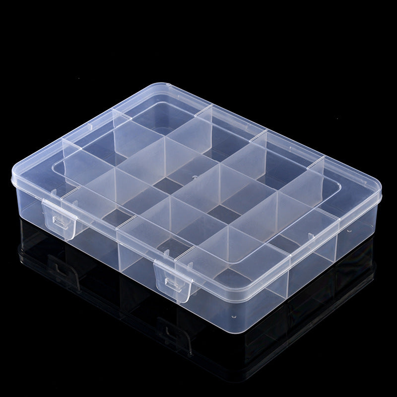 12-Grid Clear PP Storage Box with Adjustable Dividers for Small Parts and Accessories