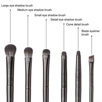 Cangzhou 6-Piece Black Wire Drawing Eye Makeup Brush Set with Animal Hair for Eyeshadow, Foundation, Blush, Concealer