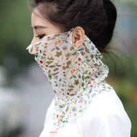 Summer Silk Neck Gaiter with Ear Loops - UV Protection Face Cover for Women