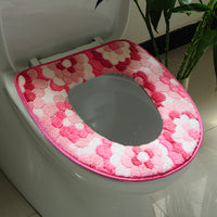 Toilet Seat Cover Cushion, Thickened Plush, Reusable, Washable, Adhesive, for All Seasons