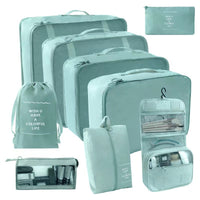 9-Piece Travel Organizer Set for Toiletries, Cosmetics, and Clothing