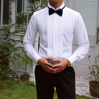 Men's French Cuff Slim Fit White Dress Shirt with Wing Collar for Weddings & Formal Events