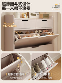 Ultra-Thin Entryway Shoe Cabinet with Tilt-Out Drawers, Space-Saving Storage for Narrow Hallways