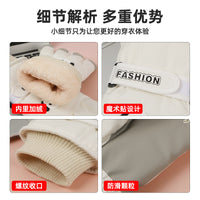 Women's Winter Warm Ski Gloves with Touchscreen, Cartoon Design, Thickened Fleece Lining