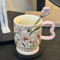 Ins Retro Floral Ceramic Mug with Gift Box, 380ml