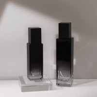 Refillable Black Glass Lotion and Cream Dispenser Bottles with Pump for Travel