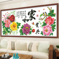 Peony and Prosperity Cross Stitch Kit, DIY Embroidery Set for Home Decor