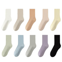 Women's Japanese Style Cotton Crew Socks - Breathable & Sweat-Absorbent