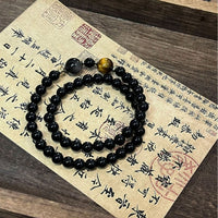 Natural Obsidian and Tiger Eye Double-Layer Bracelet for Men and Women