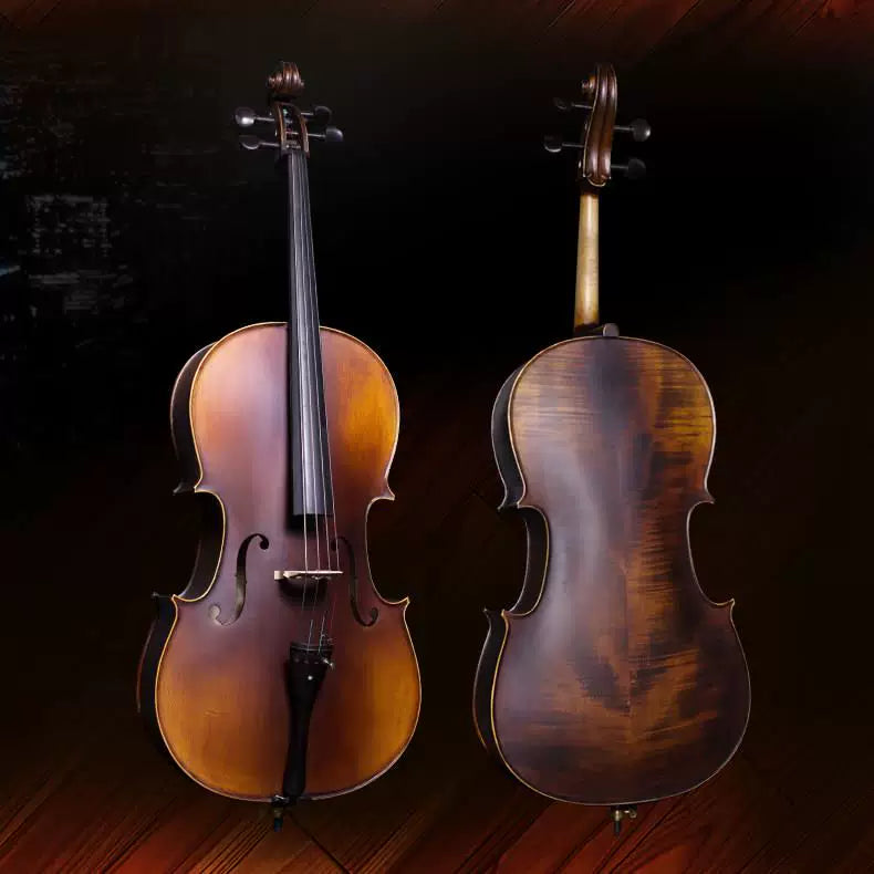 Professional Handcrafted Solid Wood Cello with Natural Flame Maple Finish for Students and Adults