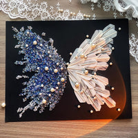 Ice Blue Crystal Feather Butterfly Photo Frame DIY Handmade Material Kit Desktop Display Frame Valentine's Day Gift