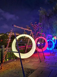 LED Outdoor Solar Crescent Moon Swing for Playgrounds and Commercial Decor