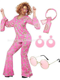 70s 80s Hippie Halloween Costume Set with Paisley Print
