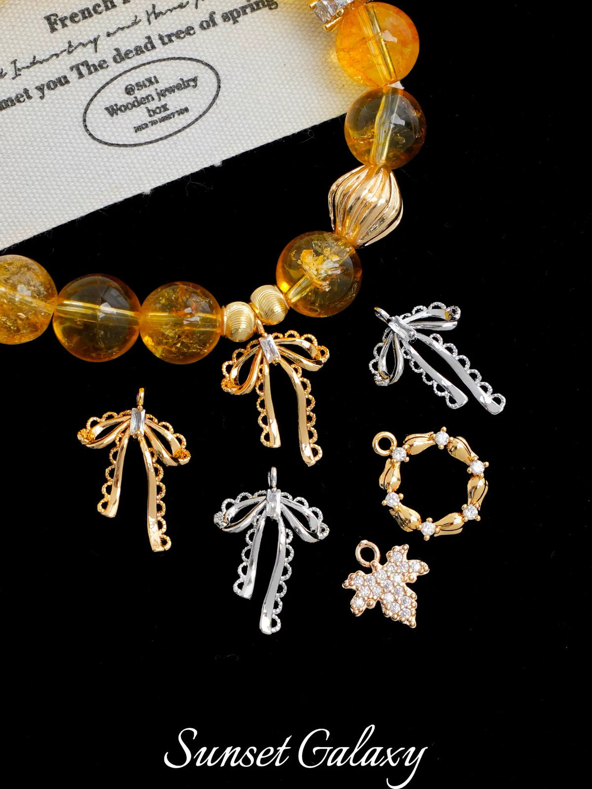18K Gold Plated Hollow Floral Bowknot Pendant for DIY Bracelets and Necklaces