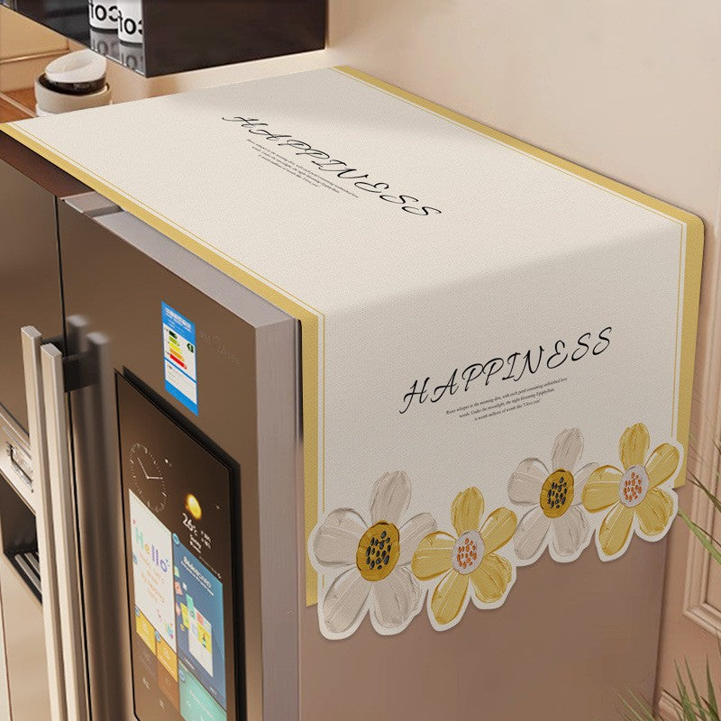 Floral Cream Style Refrigerator Oven Top Cover Towel Dustproof Washing Machine Cover