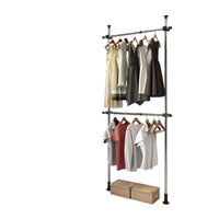 Adjustable Tension Rod Garment Rack for Door Back or Entryway, Floor-to-Ceiling Clothes Hanger Storage