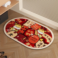 Chinese New Year Diatomaceous Earth Bath Mat - Non-Slip Absorbent Bathroom Floor Mat