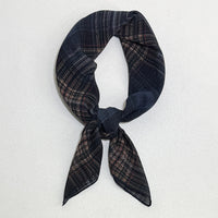 Vintage Plaid Square Scarf Necktie for Women, Versatile Decorative Silk Scarf