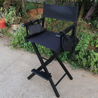 Solid Wood Portable Director's Chair with Canvas Seat for Outdoor, Makeup, or Display