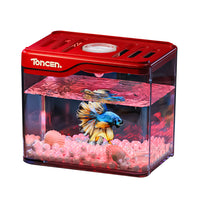 Betta Fish Tank, Desktop Small Aquarium with Optional LED Light, Creative Goldfish Bowl for Living Room