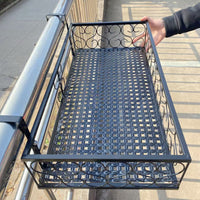 Balcony Railing Hanging Planter Rack - Double-Layer Iron Art Shelf for Indoor Plants & Succulents