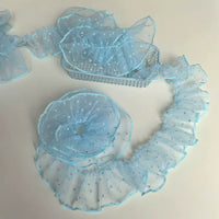 Flocked Polka Dot Mesh Pleated Lace Trim for DIY Crafts, Doll Clothes, Pet Apparel, Home Decor