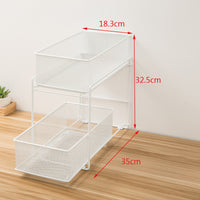 Iron Art Double-Layer Pull-Out Kitchen Spice Rack Bathroom Shelf Cabinet Basket Refrigerator Storage Organizer
