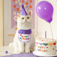 Pet Birthday Bandana Bib and Hat Set for Dogs and Cats