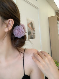 Camellia Flower Mesh Hair Claw Clip for Women, Elegant Back Head Styling Shark Clip for Half-Updos