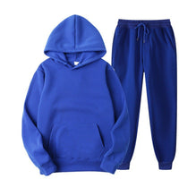 Men's Solid Color Hooded Sweatshirt & Pants Set Casual Sportswear