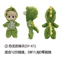 OB11 BJD 1/12 Doll Animal Onesie Pajamas Set