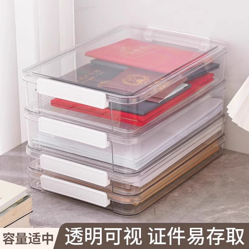 A4 Transparent Document Storage Box for Important Files, Household Certificates, and Test Papers
