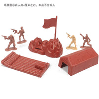 Bamboo Raft Tent Flag 3-Piece Set Military Model Toy for Kids