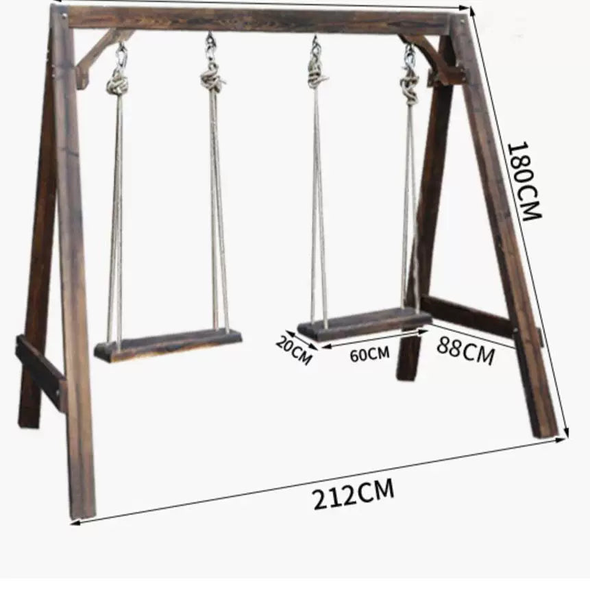Outdoor Solid Wood Swing Chair for Patio Yard Balcony - Anti-Corrosion Multi-Person Rocking Chair
