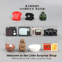 Miniature Retro Dollhouse Decor Accessories - TV, Radio, Mortar, Rice Mill