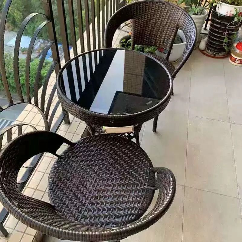 Outdoor Wicker Bistro Set with Chairs and Table for Patio Balcony Garden