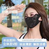 Women's Ice Silk Lace Sun Protection Face Mask with UV Protection and Breathable Design