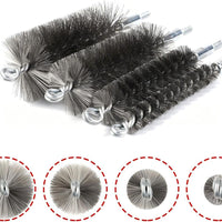 M8 Chimney Cleaning Brush Kit with Extendable Nylon Rods and Steel Wire Brush for Pipe Polishing