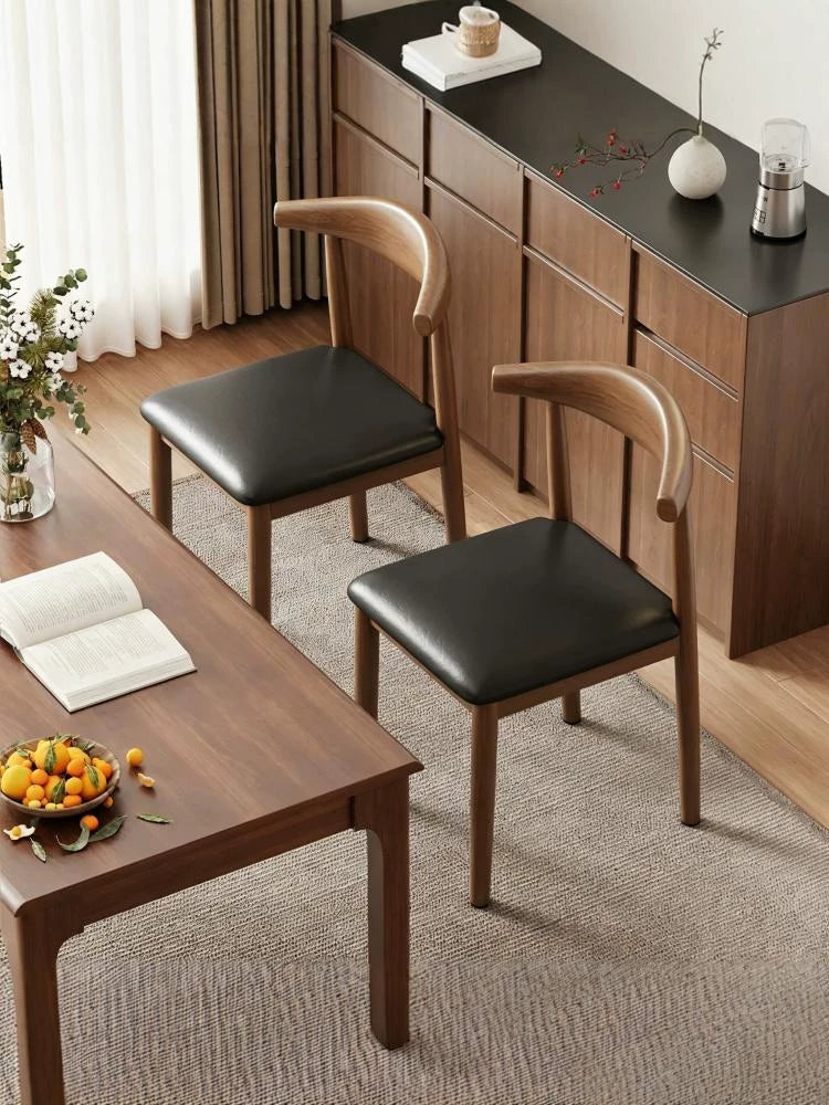 Solid Wood Dining Chair Modern Minimalist Desk Chair with Backrest