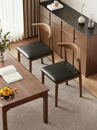 Solid Wood Dining Chair Modern Minimalist Desk Chair with Backrest