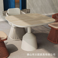 Outdoor Rattan Woven Patio Dining Set with Swivel Chairs for Garden Balcony
